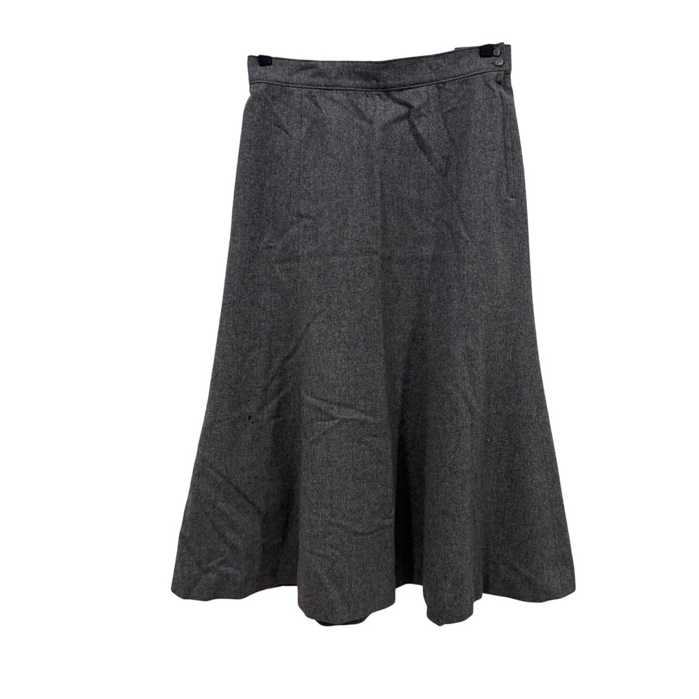 Vintage Pendleton Petite Gray 100% Virgin Wool Midi A-Line Skirt 12 P628-182‎